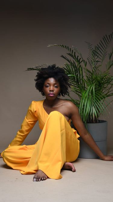 SUNRAY Haniah Yellow Wide Leg Palazzo Trousers